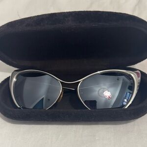 Tom Ford Black and Silver Cat-Eye Sunglasses